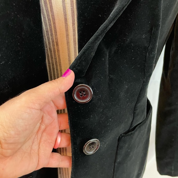 Vintage crushed velvet black blazer medium button front closure - Picture 3 of 10